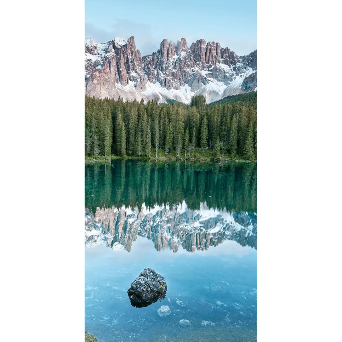 Decoración De Verano|Decoración De Primavera>DecoWoerner Pancarta De Tela Ignífuga "lago De Montaña Tranquilo Con Reflejo" De Tela De Bandera 100 X 200 Cm azul