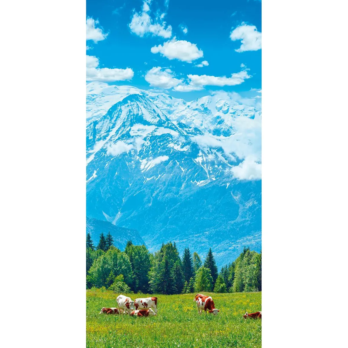 Decoración De Verano|Pancartas De Verano>DecoWoerner Pancarta De Tela Ignífuga "Vacas En El Pasto Frente A Bergen" De Tela De Bandera 100 X 200 Cm azul
