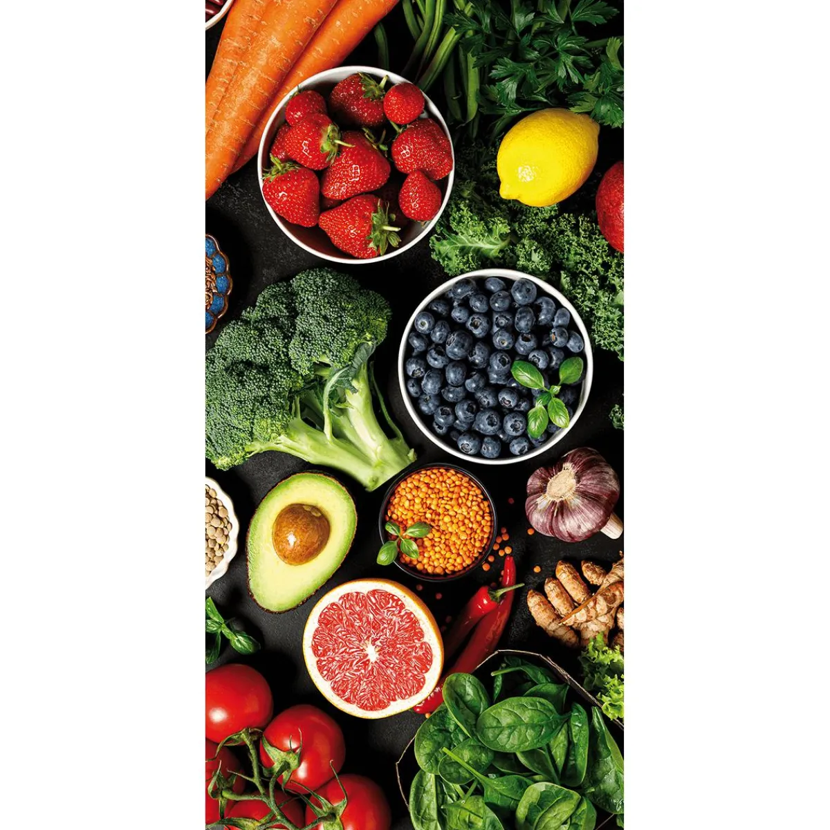 Decoración Temática|Pancartas Temáticas>DecoWoerner Pancarta De Tela Ignífuga "Frutas Y Verduras" De Tela De Bandera 100 X 200 Cm multicolor