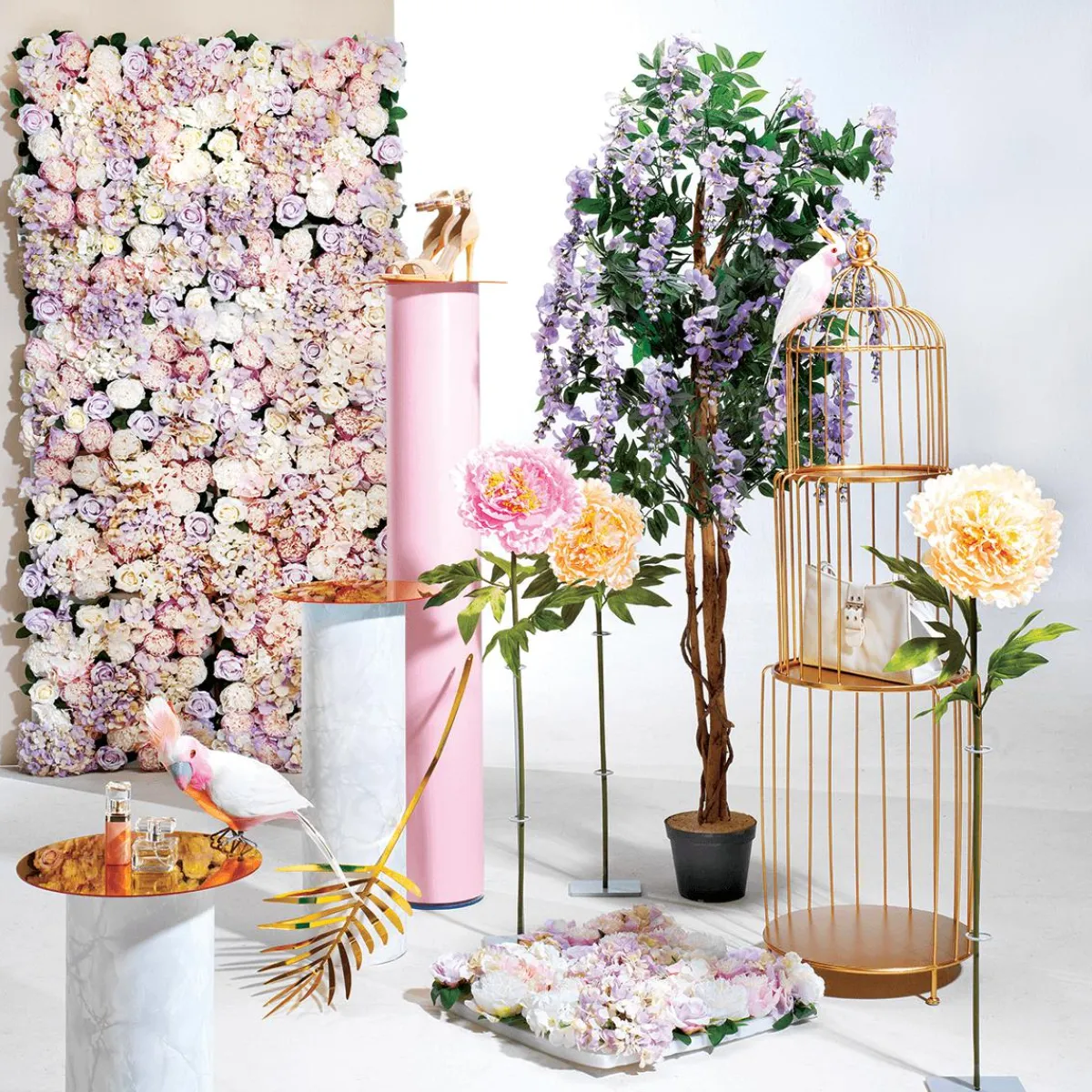Paredes De Plantas>DecoWoerner Panel Con Flores En Colores Pastel Artificial multicolor
