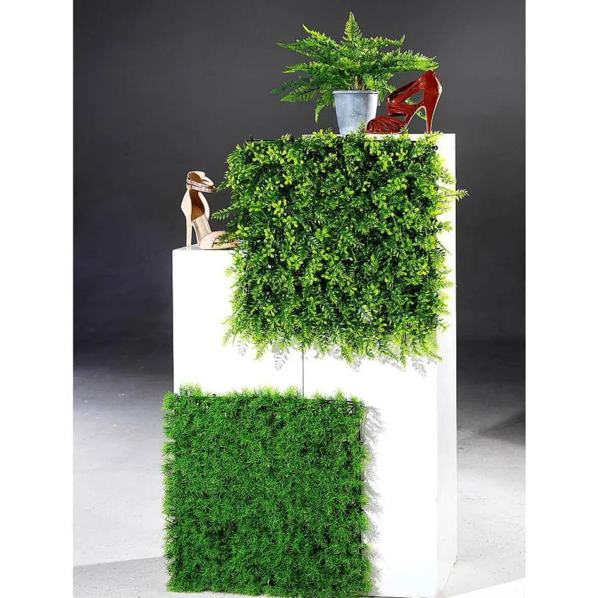 Decoración De Verano|Paredes De Plantas>DecoWoerner Panel De Helecho Y Arbusto Artificial, 50 X 50 Cm verde