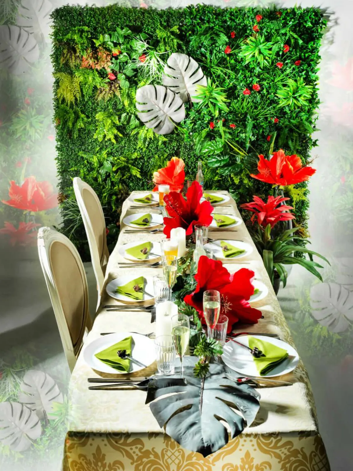 Decoración De Verano|Decoración De Primavera>DecoWoerner Panel De Mezcla De Pasto Y Flores, 1 X 1 M verde