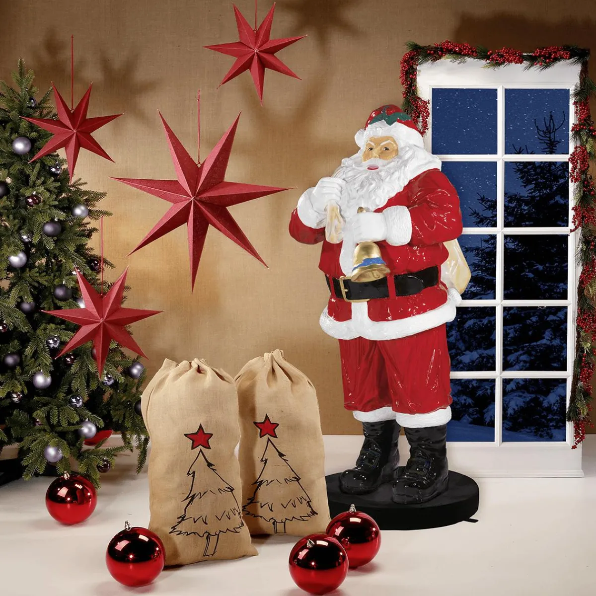 Decoración Navideña Xxl>DecoWoerner Papá Noel De Fibra De Vidrio 180 Cm rojo