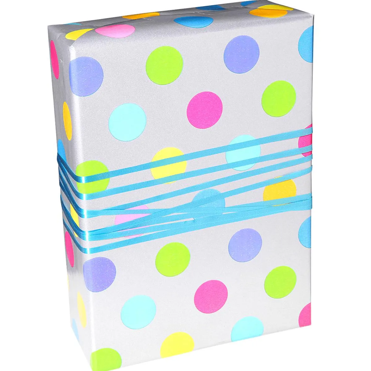 Papel De Regalo|Go Green - Envoltorio Para Regalo Ecológico>DecoWoerner Papel De Envolver Sostenible, Plateado Y Con Puntos De Colores - Bobina De Papel De Envolver De 50 M plata