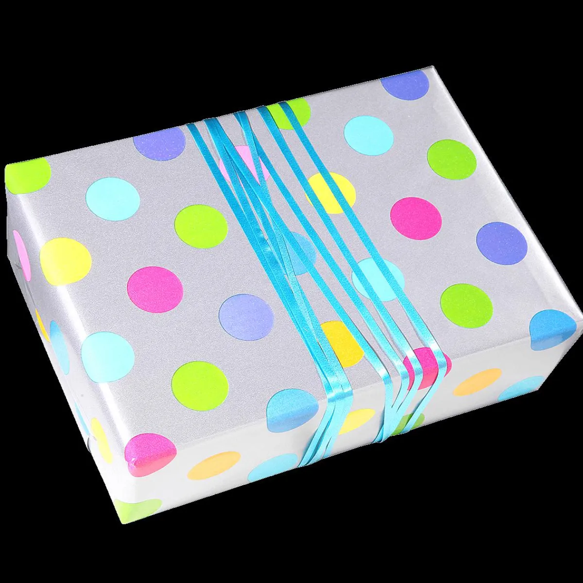 Papel De Regalo|Go Green - Envoltorio Para Regalo Ecológico>DecoWoerner Papel De Envolver Sostenible, Plateado Y Con Puntos De Colores - Bobina De Papel De Envolver De 50 M plata