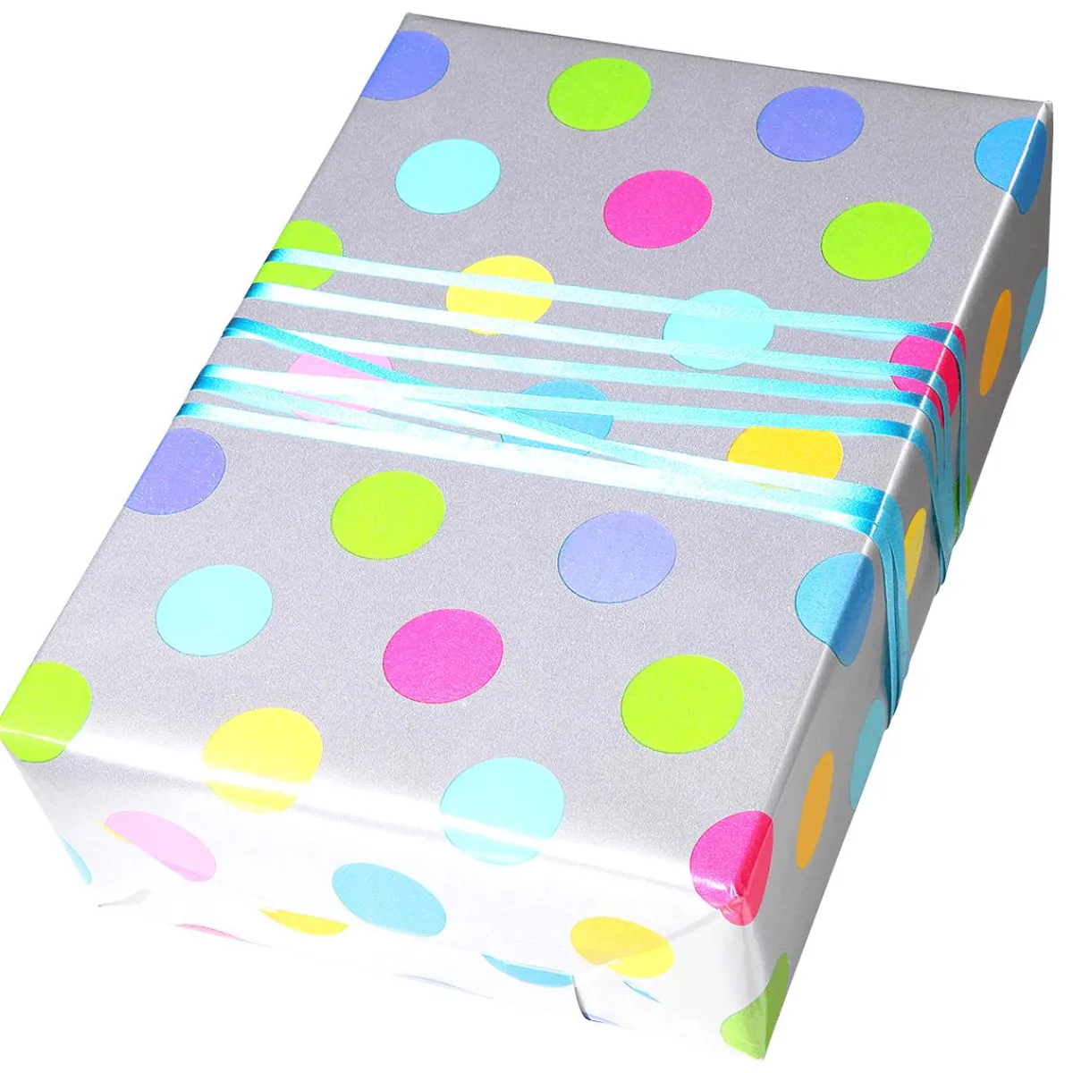 Papel De Regalo|Go Green - Envoltorio Para Regalo Ecológico>DecoWoerner Papel De Envolver Sostenible, Plateado Y Con Puntos De Colores - Bobina De Papel De Envolver De 50 M plata