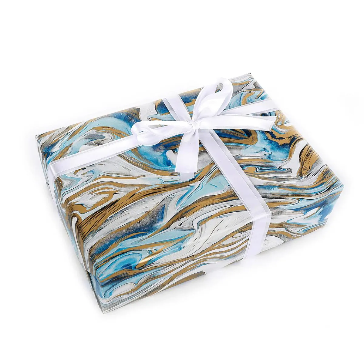 Papel De Regalo|Go Green - Envoltorio Para Regalo Ecológico>DecoWoerner Papel De Envolver Sostenible Azul Y Dorado - Rollo De Papel De Envolver De 50 M multicolor