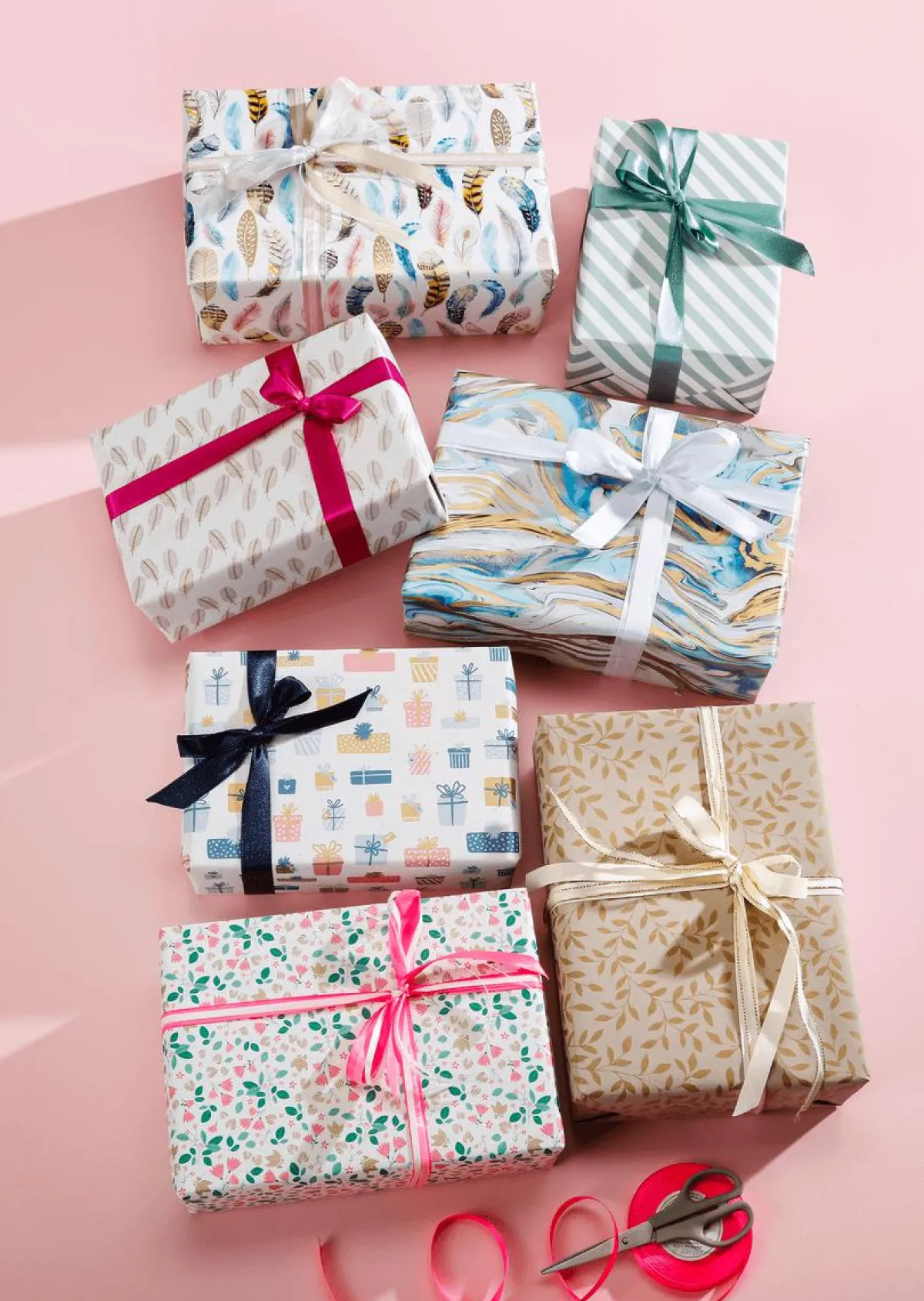 Papel De Regalo|Go Green - Envoltorio Para Regalo Ecológico>DecoWoerner Papel De Envolver Sostenible Azul Y Dorado - Rollo De Papel De Envolver De 50 M multicolor