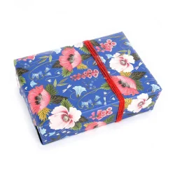 Papel De Regalo|Go Green - Envoltorio Para Regalo Ecológico>DecoWoerner Papel De Regalo Sostenible Con Flores Y Libélulas - Bobina De Papel De Regalo Sostenible De 50 M azul