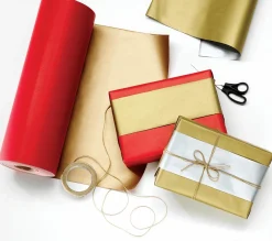 Papel De Regalo>DecoWoerner Papel De Regalo Bicolor 70 Cm, 250 M, Plata oro