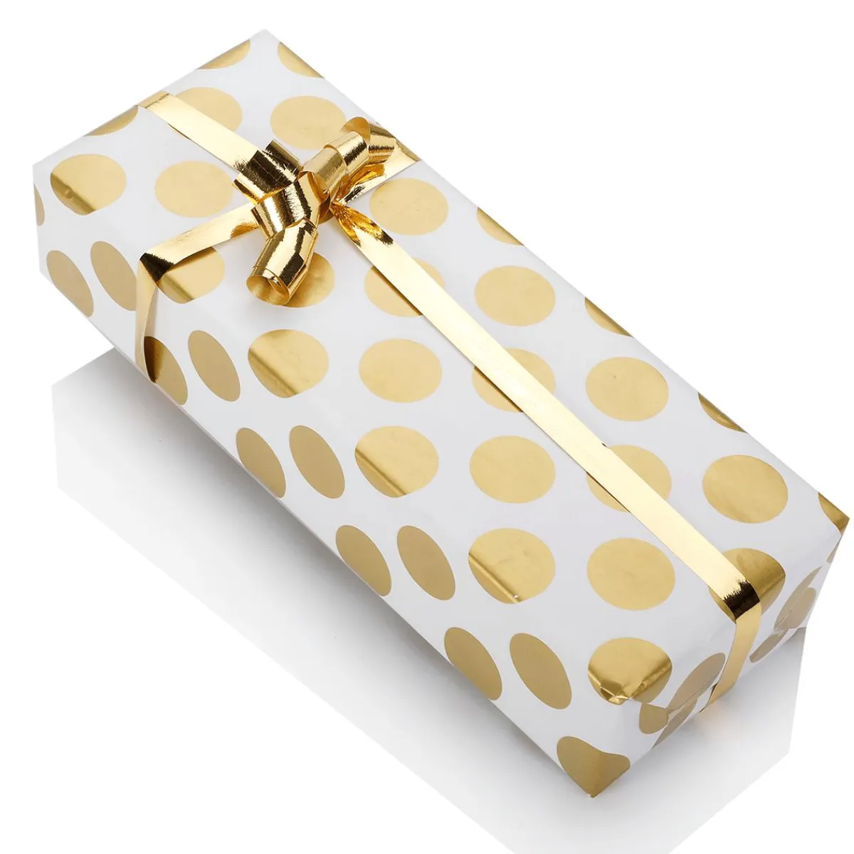 Papel De Regalo|Go Green - Envoltorio Para Regalo Ecológico>DecoWoerner Papel De Regalo Blanco Sostenible Con Puntos Dorados - Bobina De Papel De Regalo De 50 M oro