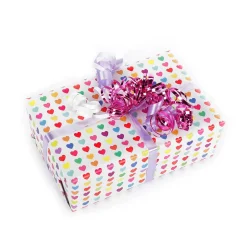 Papel De Regalo|Go Green - Envoltorio Para Regalo Ecológico>DecoWoerner Papel De Regalo Blanco Sostenible Con Corazones De Colores - Rollo De Papel De Regalo De 50 M multicolor