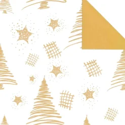 Papel De Regalo|Go Green - Envoltorio Para Regalo Ecológico>DecoWoerner Papel De Regalo Navideño Sostenible De Doble Cara Con Abetos Y Estrellas En Dorado - Bobina De Papel De Regalo De 50 M oro