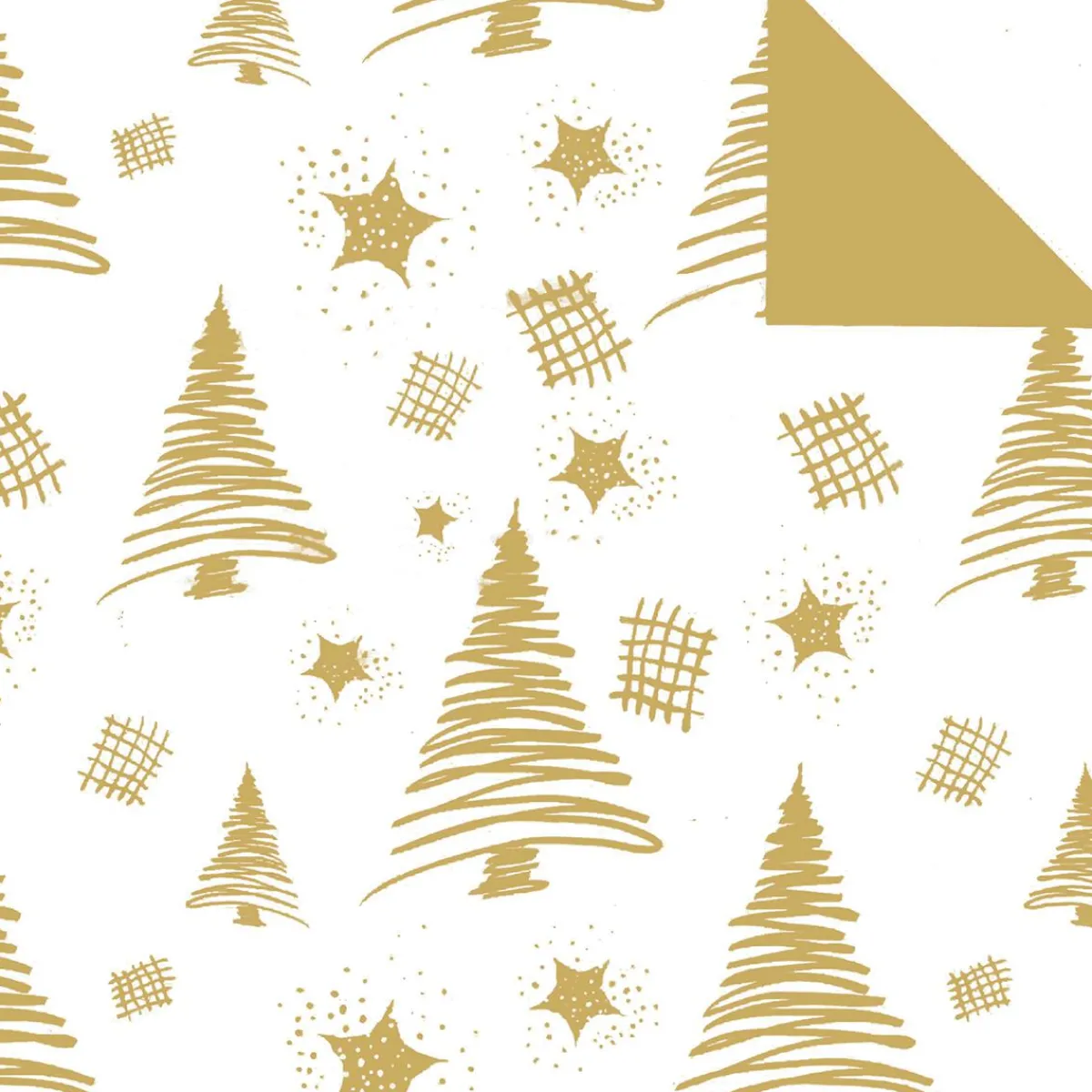 Papel De Regalo|Go Green - Envoltorio Para Regalo Ecológico>DecoWoerner Papel De Regalo Navideño Sostenible De Doble Cara Con Abetos Y Estrellas En Dorado - Bobina De Papel De Regalo De 50 M oro