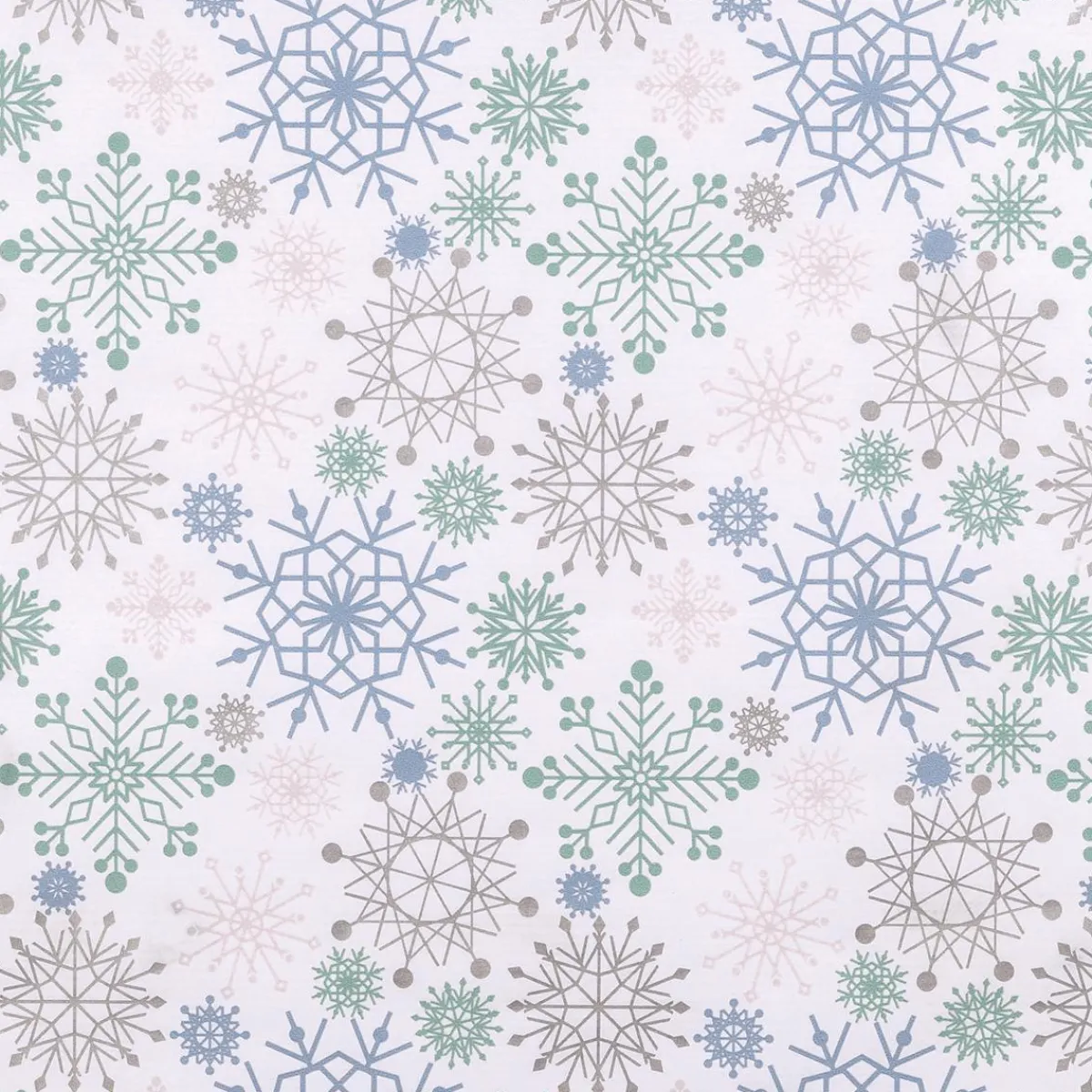Papel De Regalo>DecoWoerner Papel Kraft Con Copos De Nieve En Azul Claro, Rosa, Plata Y Menta - Rollo De Papel De Regalo De 50 M blanco