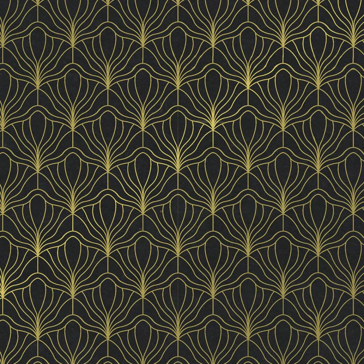 Papel De Regalo|Go Green - Envoltorio Para Regalo Ecológico>DecoWoerner Papel Kraft Reciclado Con Motivo De Abanico Dorado - Bobina De Papel De Regalo De 50 M negro
