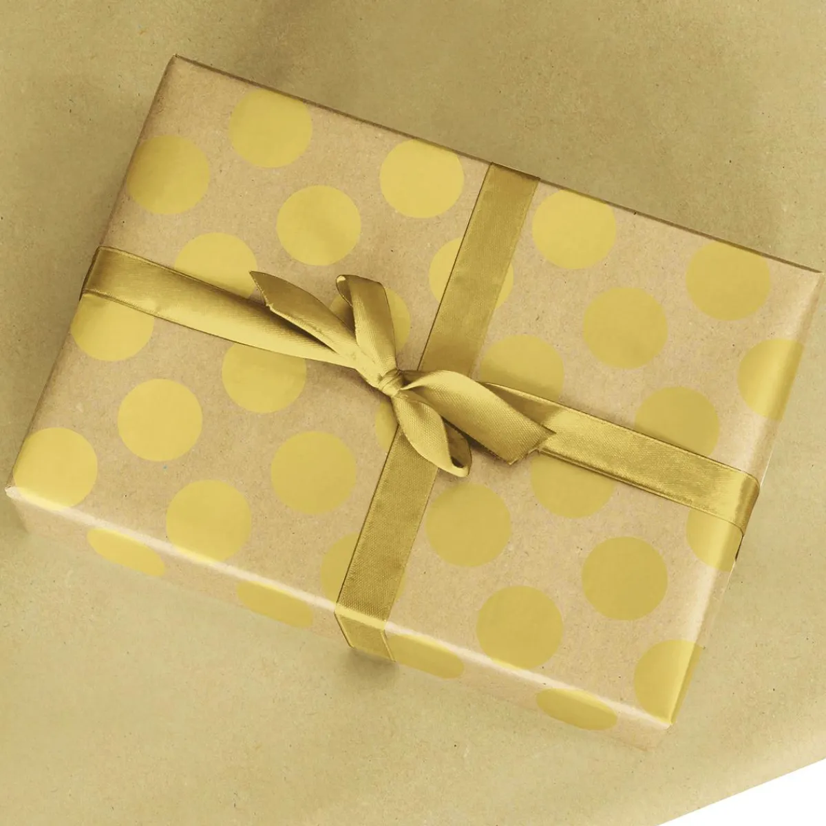 Papel De Regalo|Go Green - Envoltorio Para Regalo Ecológico>DecoWoerner Papel Kraft Reciclado Con Puntos Dorados - Bobina De Papel De Regalo Sostenible De 50 M oro