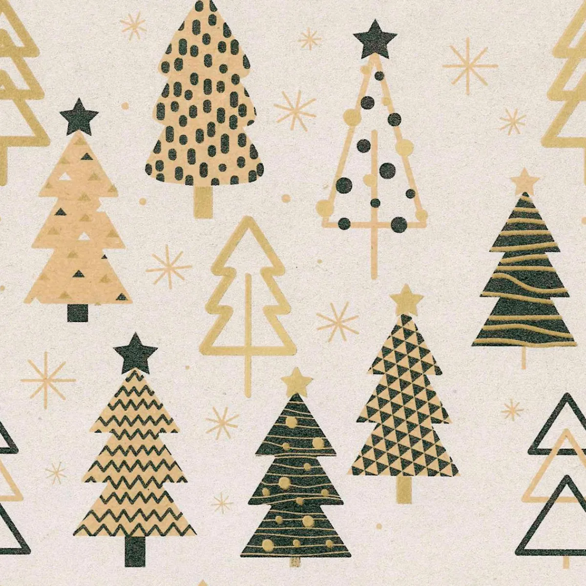 Papel De Regalo|Go Green - Envoltorio Para Regalo Ecológico>DecoWoerner Papel Kraft Reciclado Con árboles De Navidad En Beige, Negro Y Dorado - Bobina De Papel De Regalo De 50 M marrón