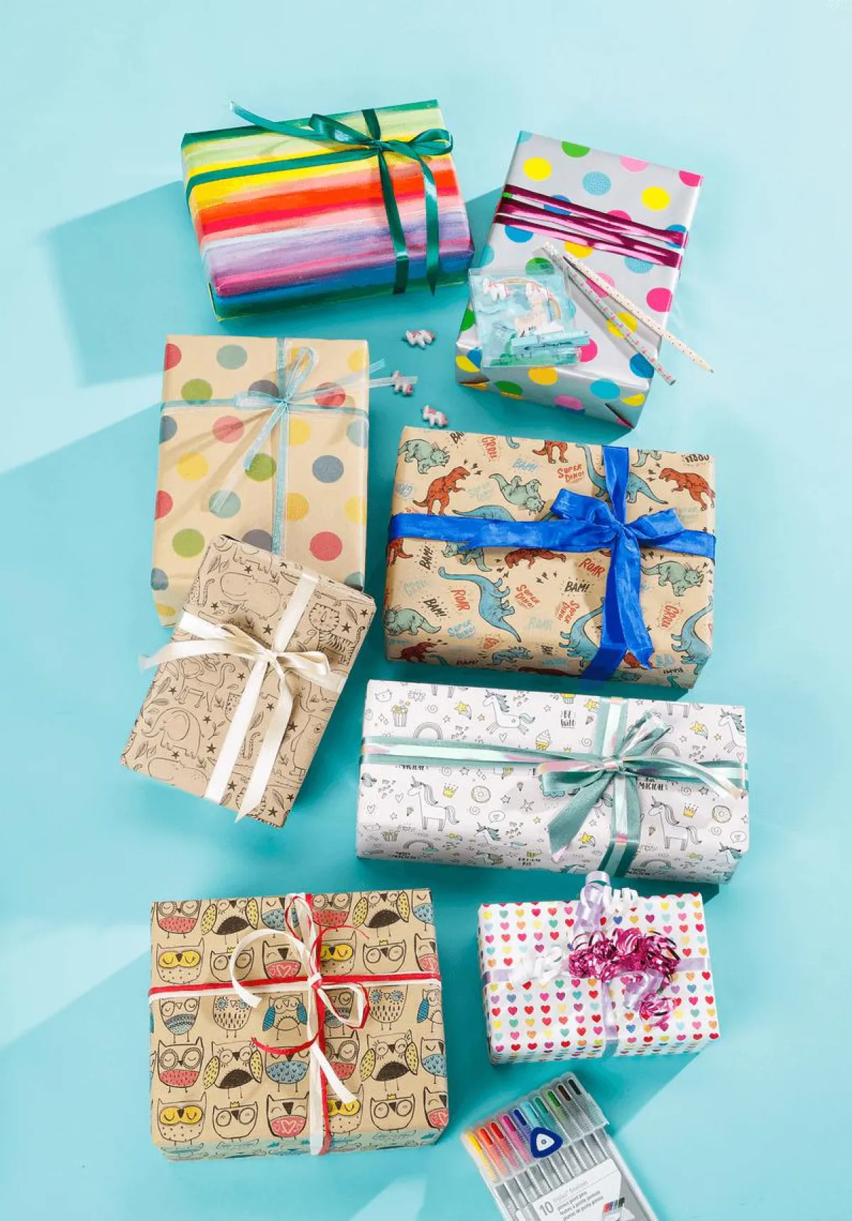 Papel De Regalo|Go Green - Envoltorio Para Regalo Ecológico>DecoWoerner Papel Kraft Reciclado Con Puntos De Colores - Bobina De Papel De Envolver De 50 M multicolor