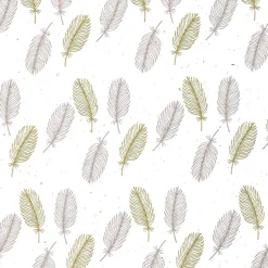 Papel De Regalo|Go Green - Envoltorio Para Regalo Ecológico>DecoWoerner Papel Kraft Sostenible De Remolacha Azucarera Con Plumas En Color Rosado Y Dorado - Rollo De Papel De Regalo De 50 M multicolor