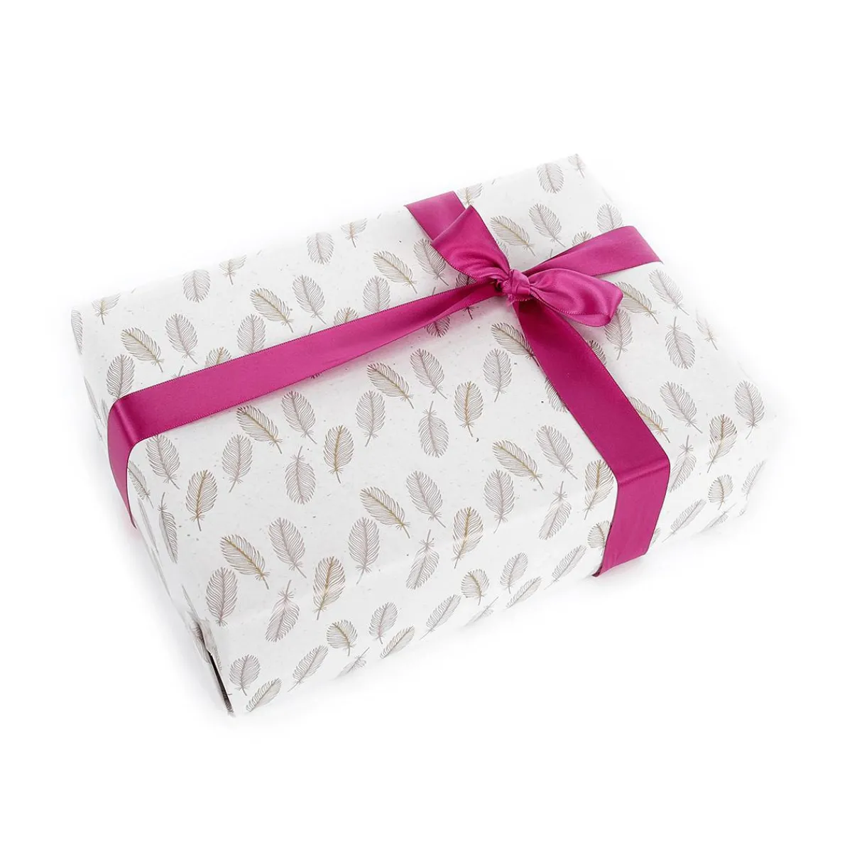 Papel De Regalo|Go Green - Envoltorio Para Regalo Ecológico>DecoWoerner Papel Kraft Sostenible De Remolacha Azucarera Con Plumas En Color Rosado Y Dorado - Rollo De Papel De Regalo De 50 M multicolor