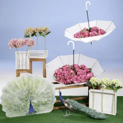 Decoración Temática|Decoración De Otoño>DecoWoerner Paraguas Con Mecanismo Automático 100 Cm Ø, 84 Cm blanco