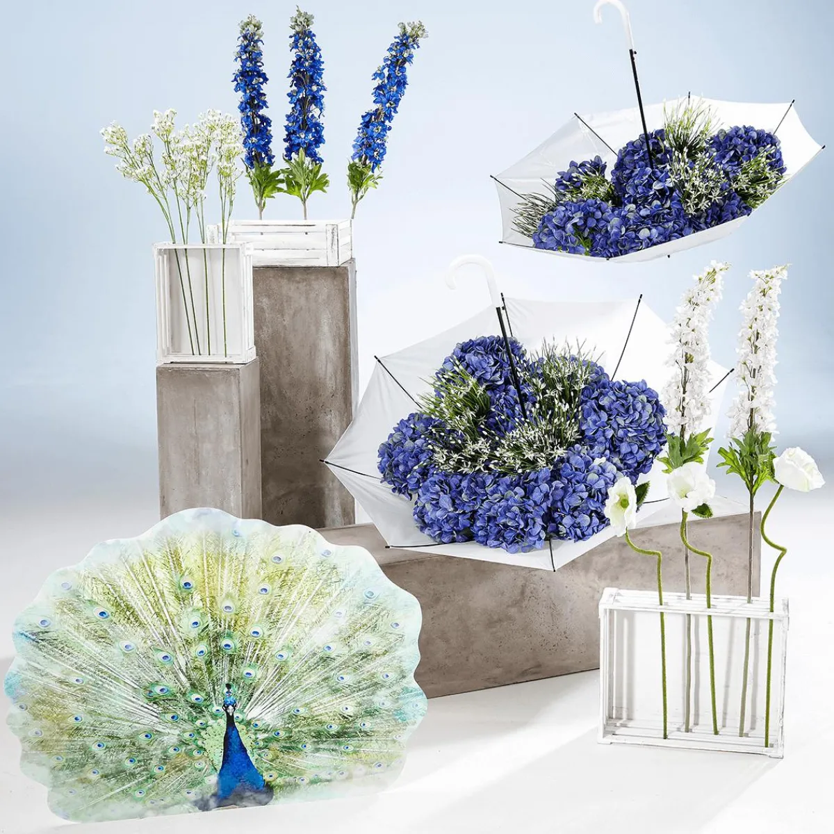 Decoración Temática|Decoración De Otoño>DecoWoerner Paraguas Con Mecanismo Automático 100 Cm Ø, 84 Cm blanco