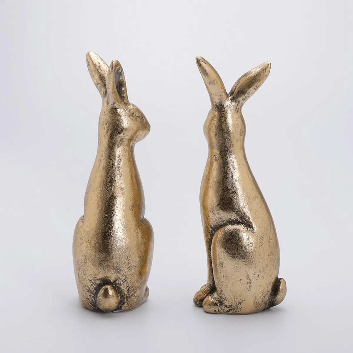 Decoración De Pascua>DecoWoerner Pareja De Conejos De Pascua De Cerámica Dorada 2 Piezas oro