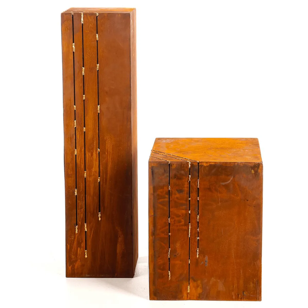 Expositores Para Tiendas|Decoración De Otoño>DecoWoerner Pedestal Deco Superficie De Acero Inoxidable Patinado 100 Cm De Altura marrón