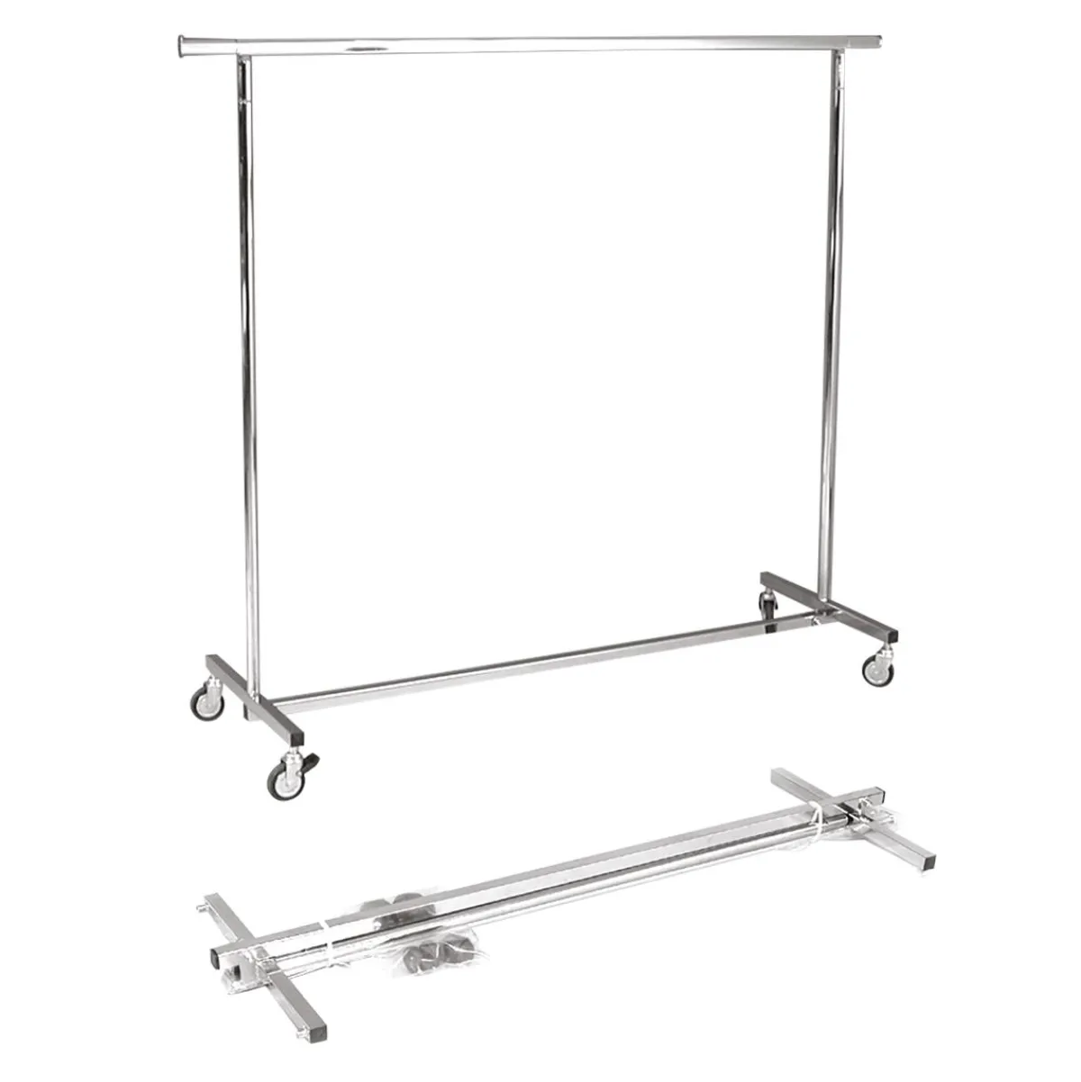 Percheros>DecoWoerner Perchero Con Ruedas Plegable, Altura Fija 150 Cm plata