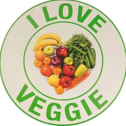 Decoración Temática>DecoWoerner Placa De Metal "Veggie & Vegan" (Vegetariano Y Vegano) Ø 35 Cm verde