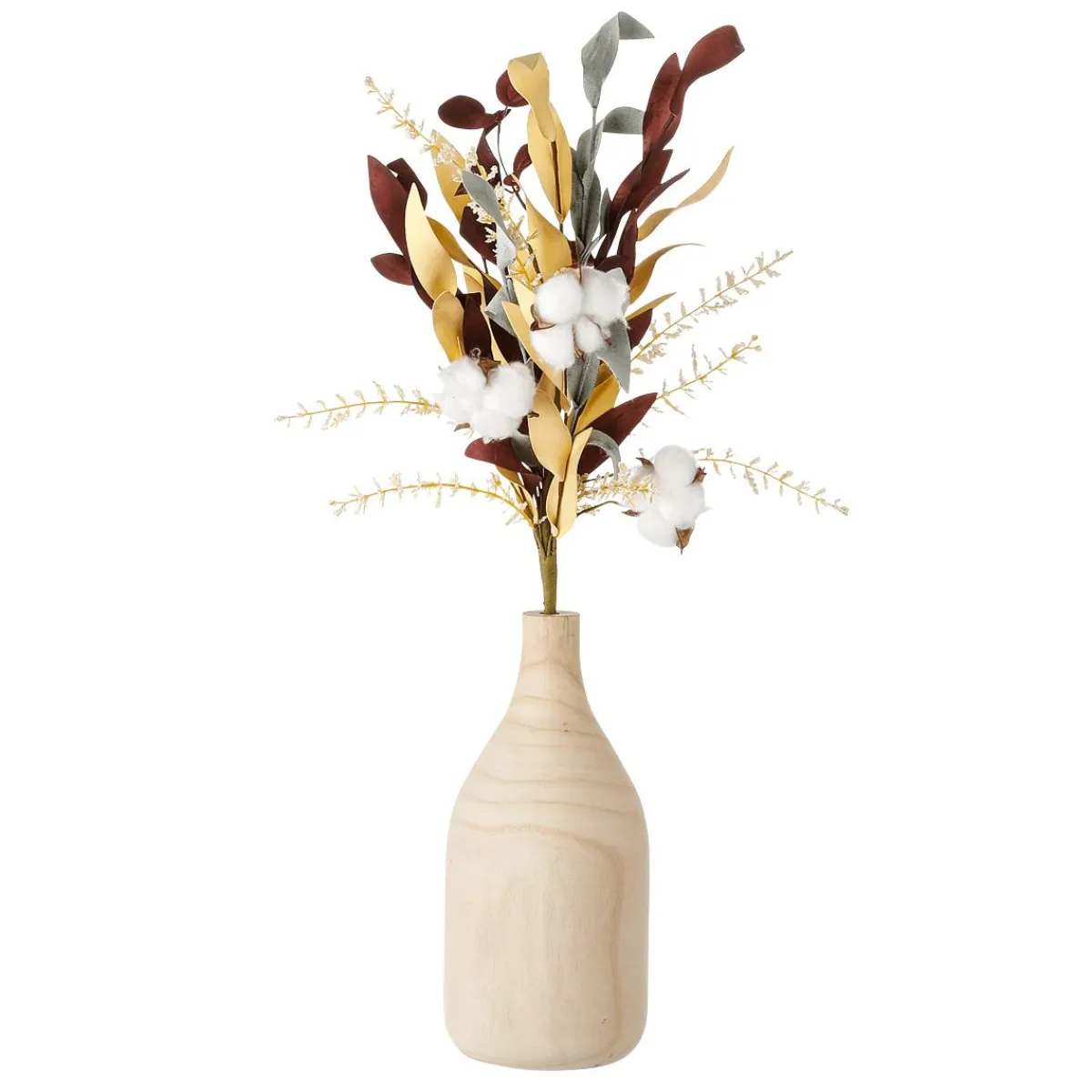 Decoración De Otoño|Ramas Y Ramitas>DecoWoerner Rama Artificial "Cotton Flower Grass Mix" 25 X 58 Cm marrón