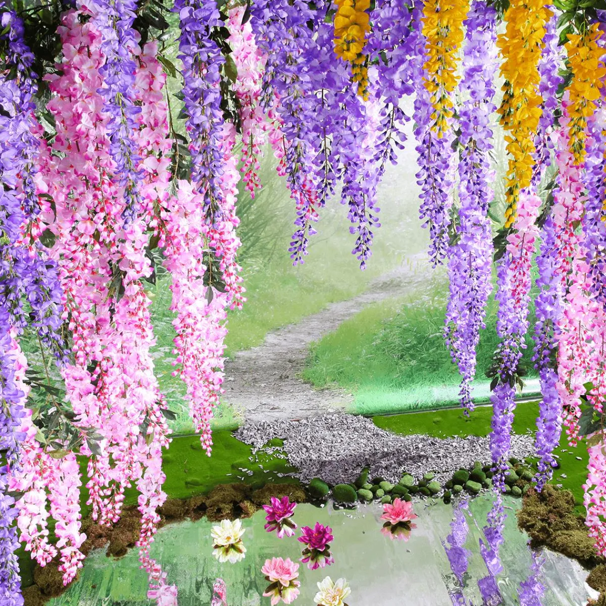 Decoración De Primavera|Ramas Y Ramitas>DecoWoerner Rama Artificial Wisteria Laburnum, 140 Cm, Violeta azul