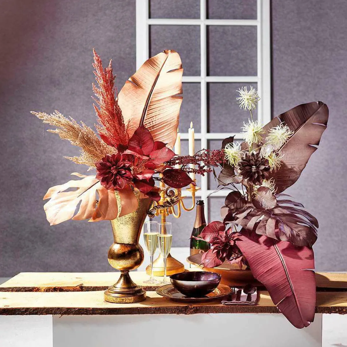 Decoración De Otoño>DecoWoerner Rama Con Fronda Artificial 60 Cm Rosado rojo