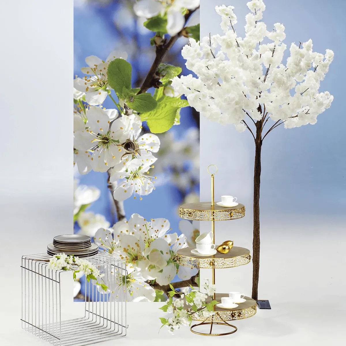Decoración De Primavera|Ramas Y Ramitas>DecoWoerner Rama De Flores De Cerezo Artificial 65 Cm blanco