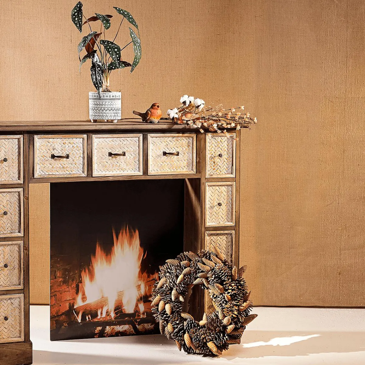 Decoración De Otoño|Ramas Y Ramitas>DecoWoerner Rama De Otoño Con Algodón 80 Cm marrón