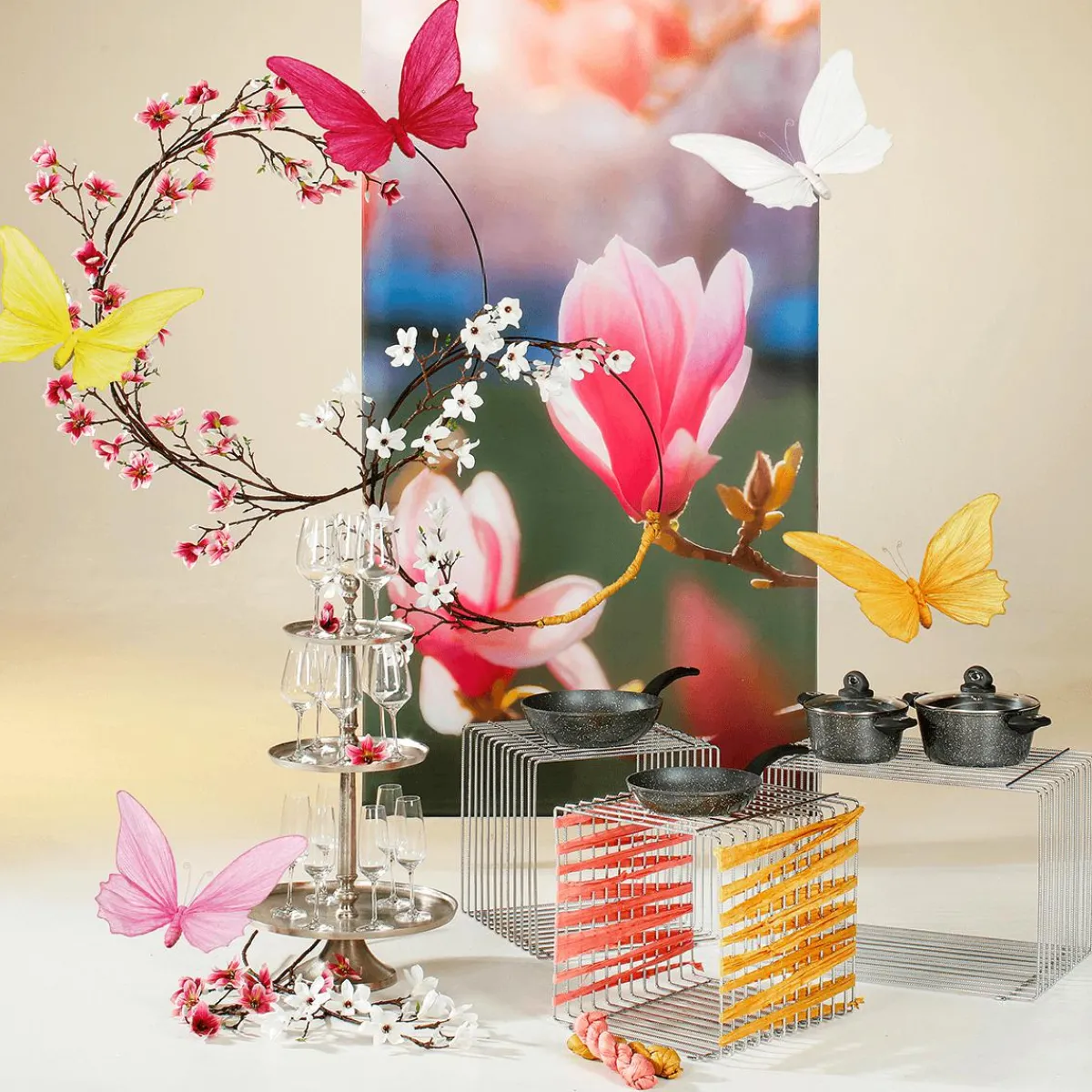 Decoración De Primavera|Ramas Y Ramitas>DecoWoerner Ramo De Magnolias Artificial, do, 87 Cm rosa
