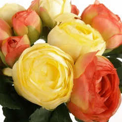 Decoración De Primavera|Ramos Y Coronas De Flores>DecoWoerner Ramo De Ranúnculos Artificiales Rojo, Amarillo 16 X 16 X 24 Cm (ancho X Largo X Alto) naranja