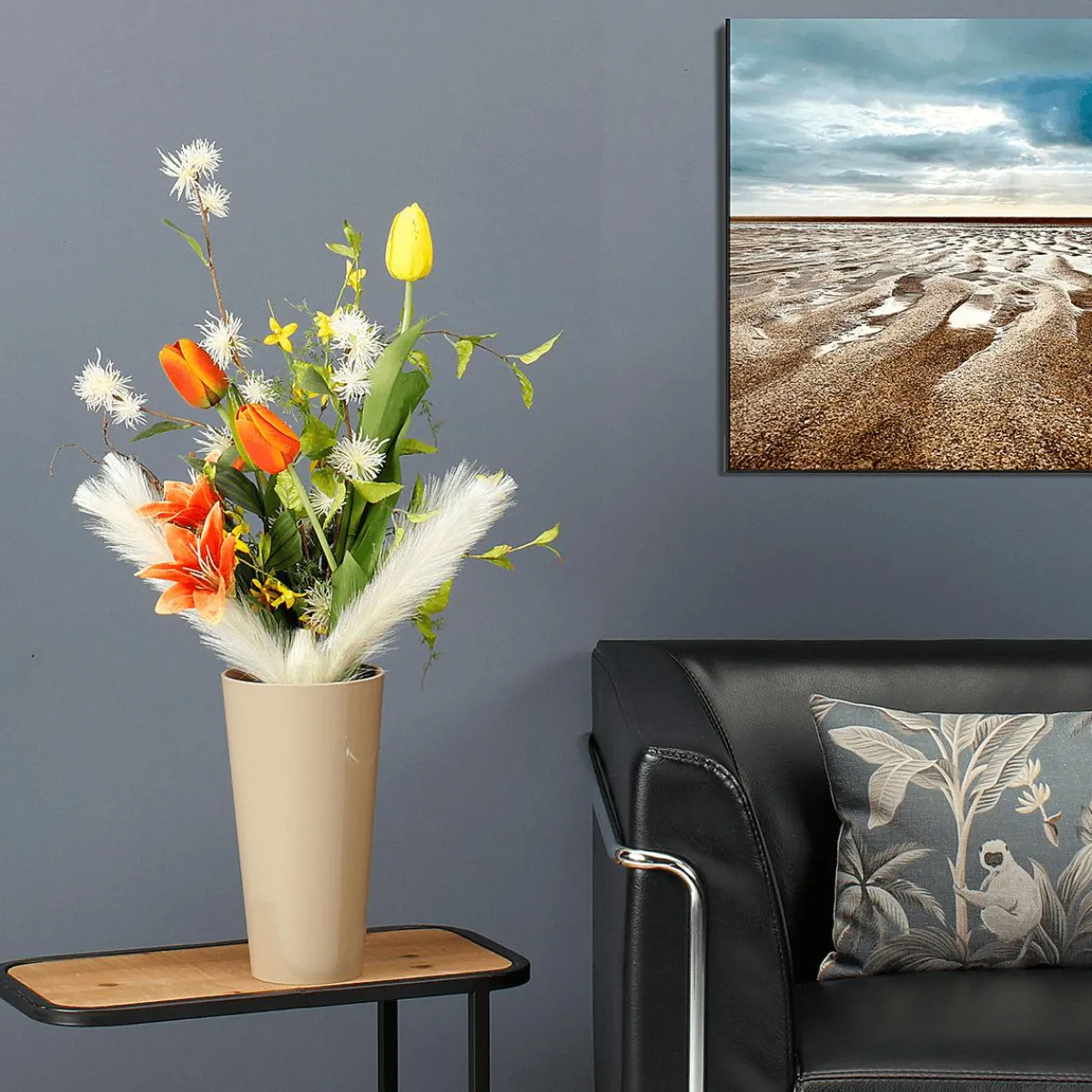 Decoración De Primavera|Ramos Y Coronas De Flores>DecoWoerner Ramo De Tulipanes Artificiales Mix , Blanco, Amarillo 75 Cm naranja