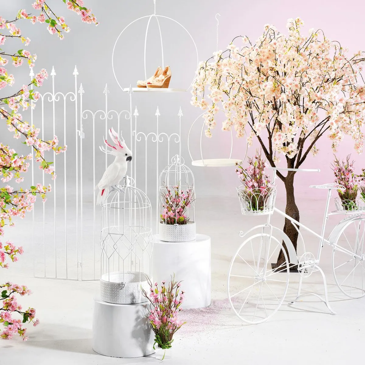 Decoración De Primavera|Árboles Artificiales>DecoWoerner Árbol De Flores De Cerezo Artificial Blanco, 150 Cm rosa