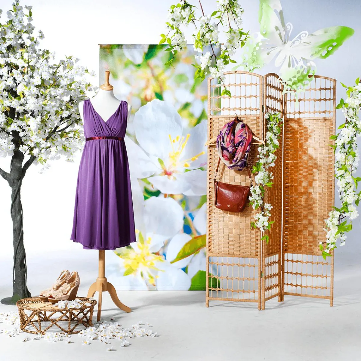 Decoración De Primavera|Árboles Artificiales>DecoWoerner Árbol De Flores De Cerezo Artificial, 220 Cm blanco