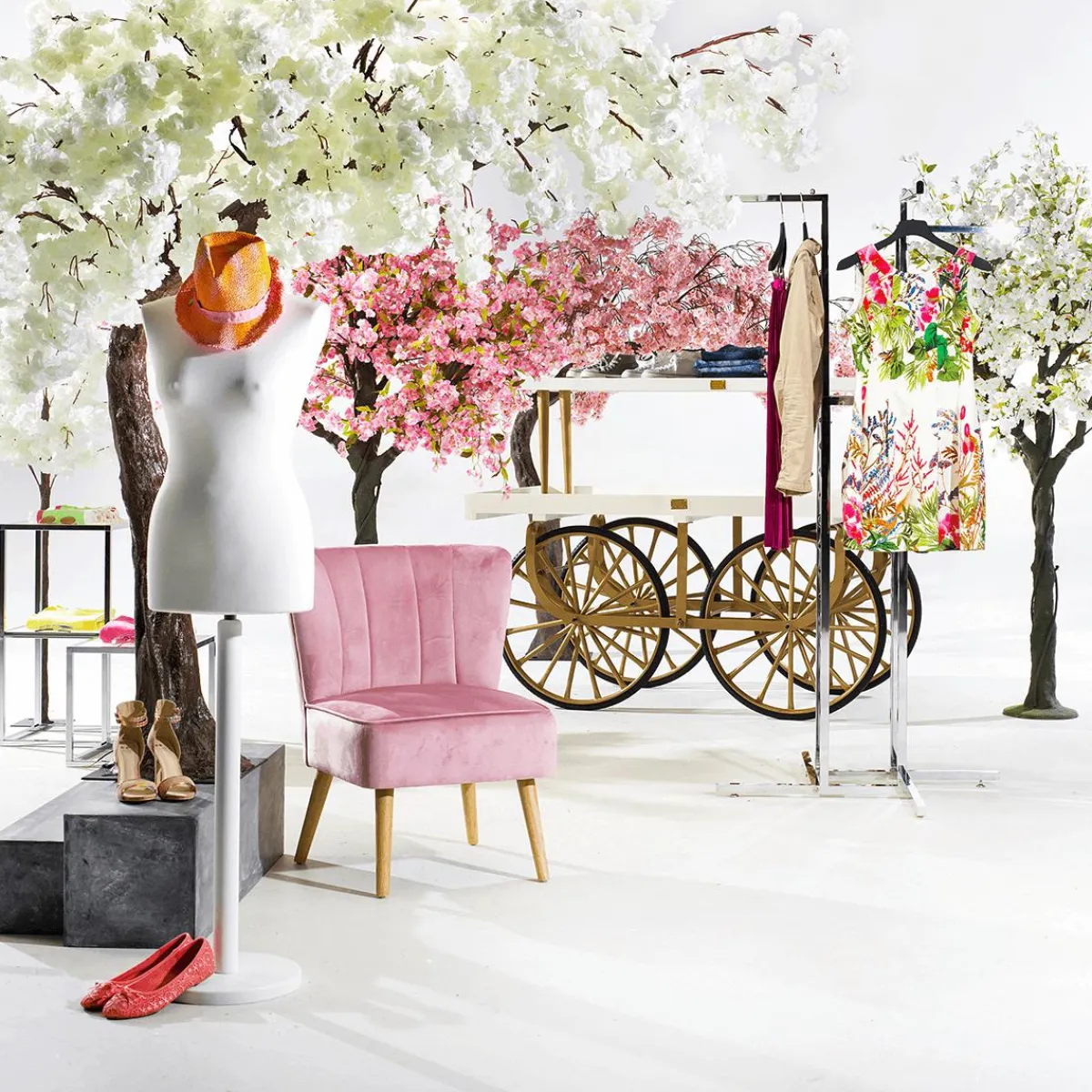 Decoración De Primavera|Árboles Artificiales>DecoWoerner Árbol De Flores De Cerezo Artificial, 220 Cm blanco