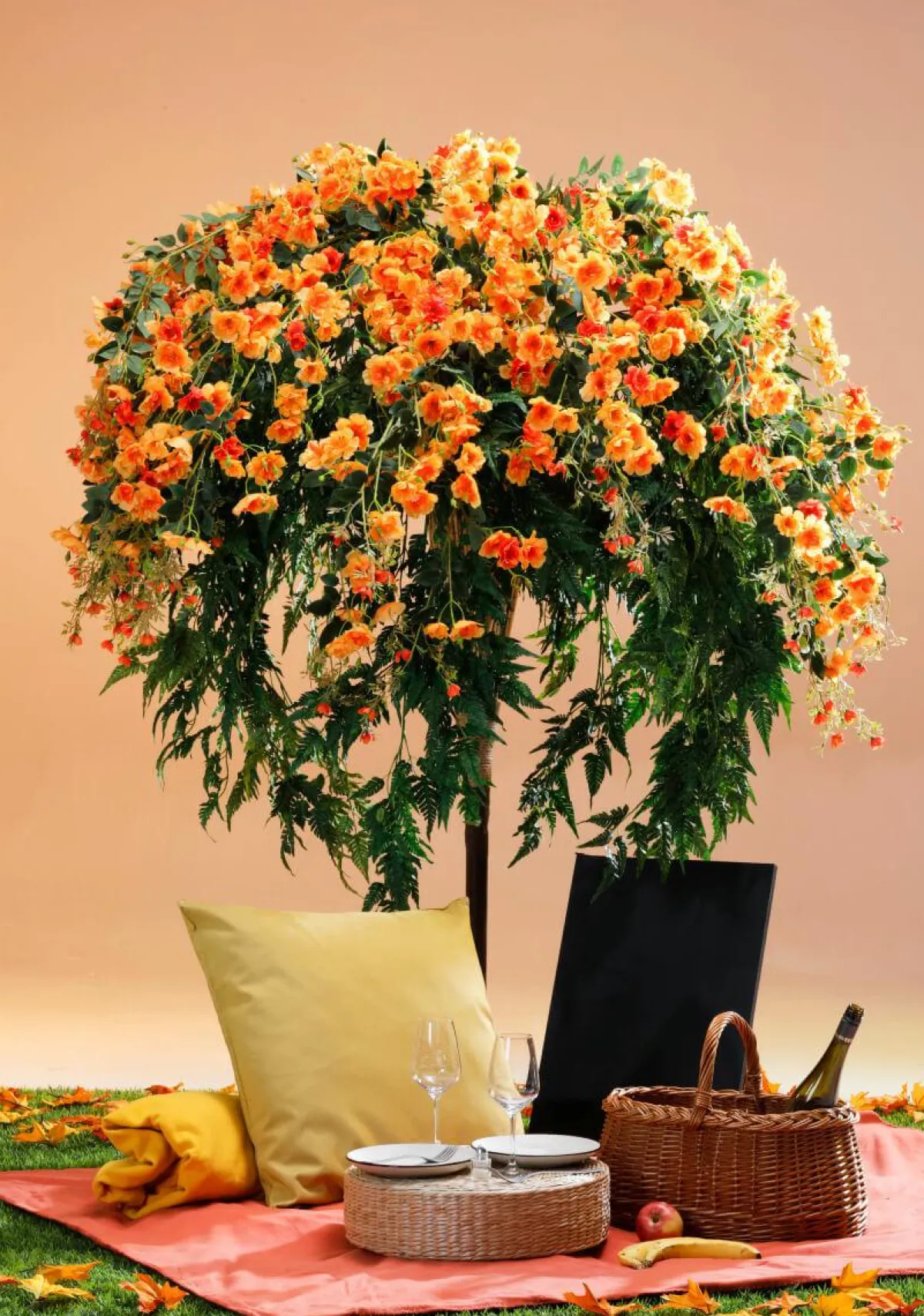 Decoración De Otoño|Decoración De Verano>DecoWoerner Árbol De Helechos De Flor 190cm naranja