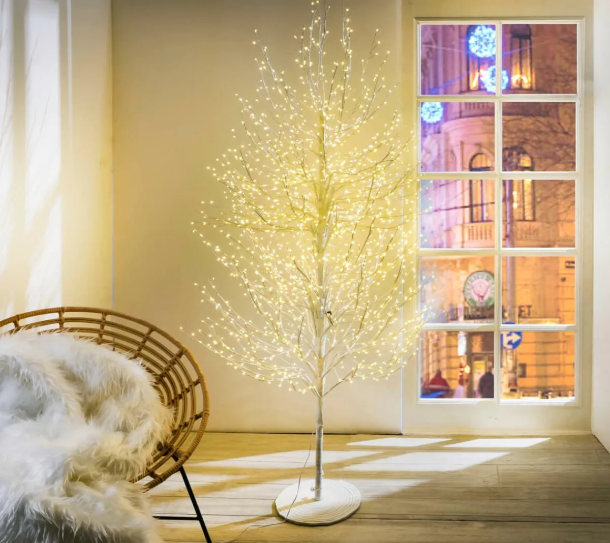Decoración De Invierno|Árboles Artificiales>DecoWoerner Árbol De Luces LED, Altura 180 Cm blanco