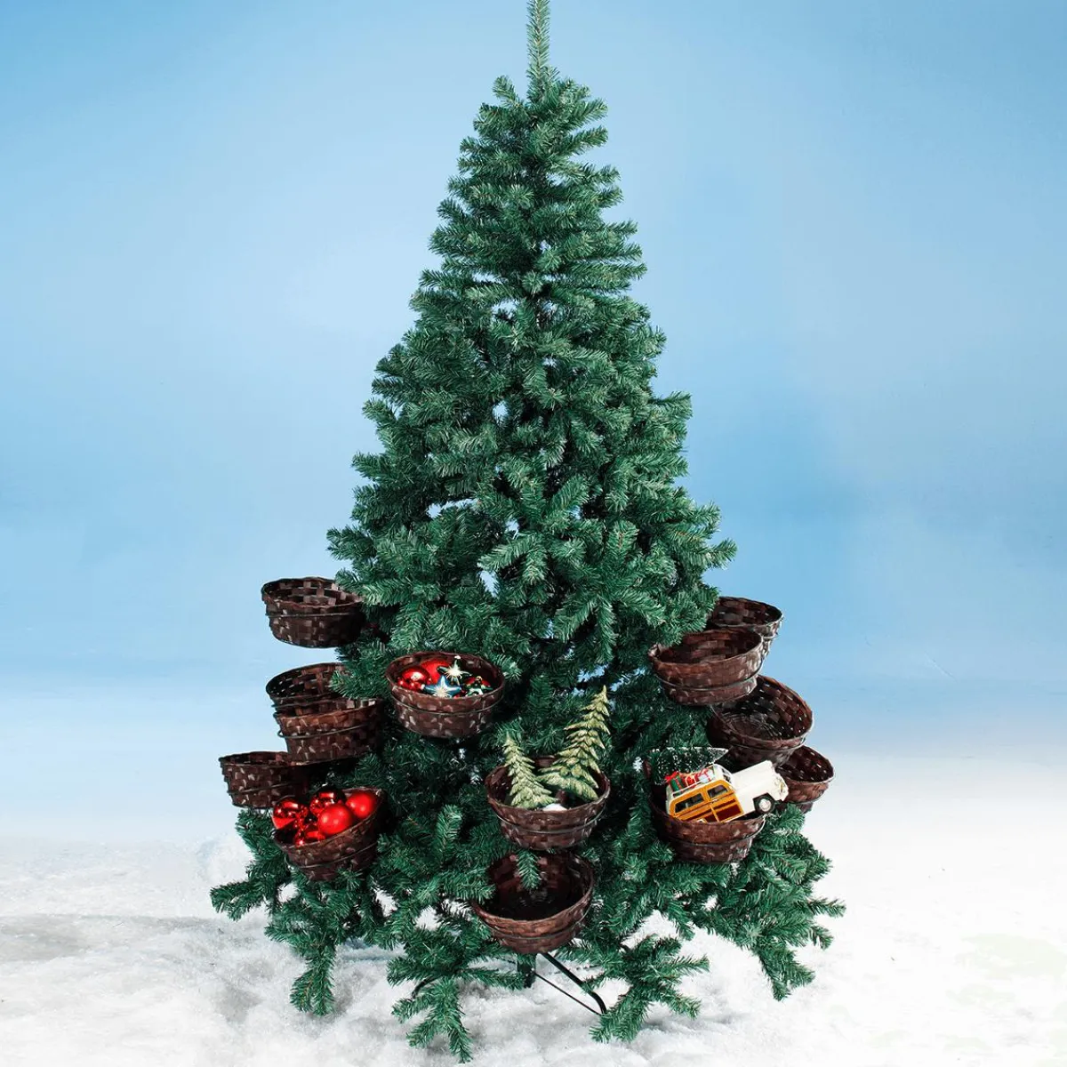 Árboles De Navidad Artificiales>DecoWoerner Árbol De Navidad Artificial Con 20 Cestas Para Regalos Y Mercancías 195 Cm verde