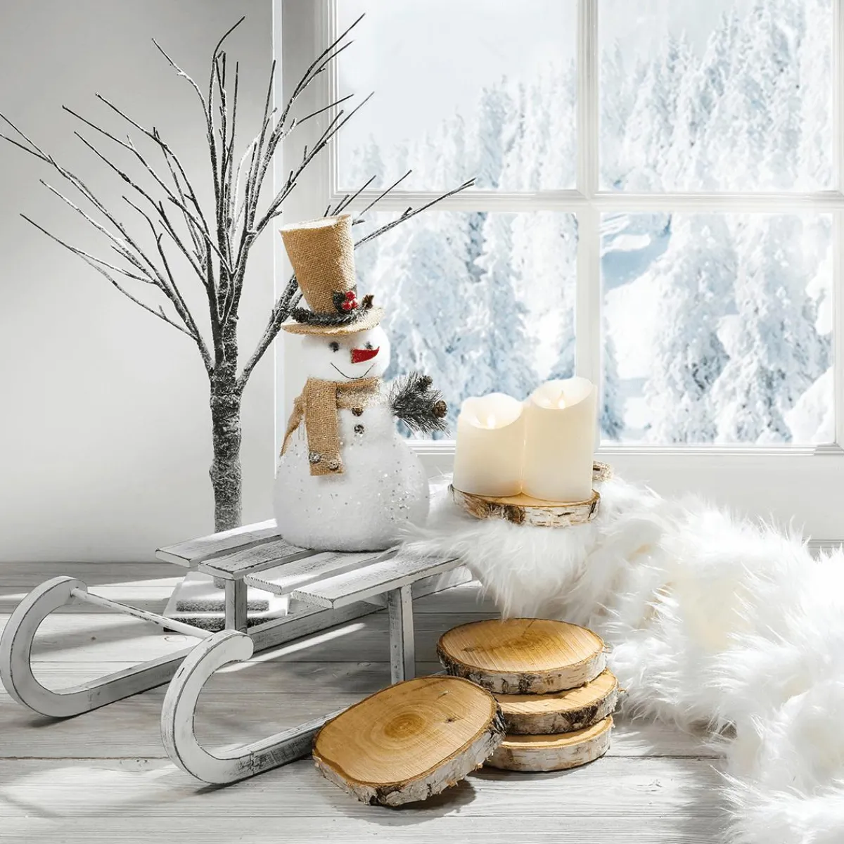 Decoración De Invierno|Árboles Artificiales>DecoWoerner Árbol Decorativo Nevado 125 Cm marrón