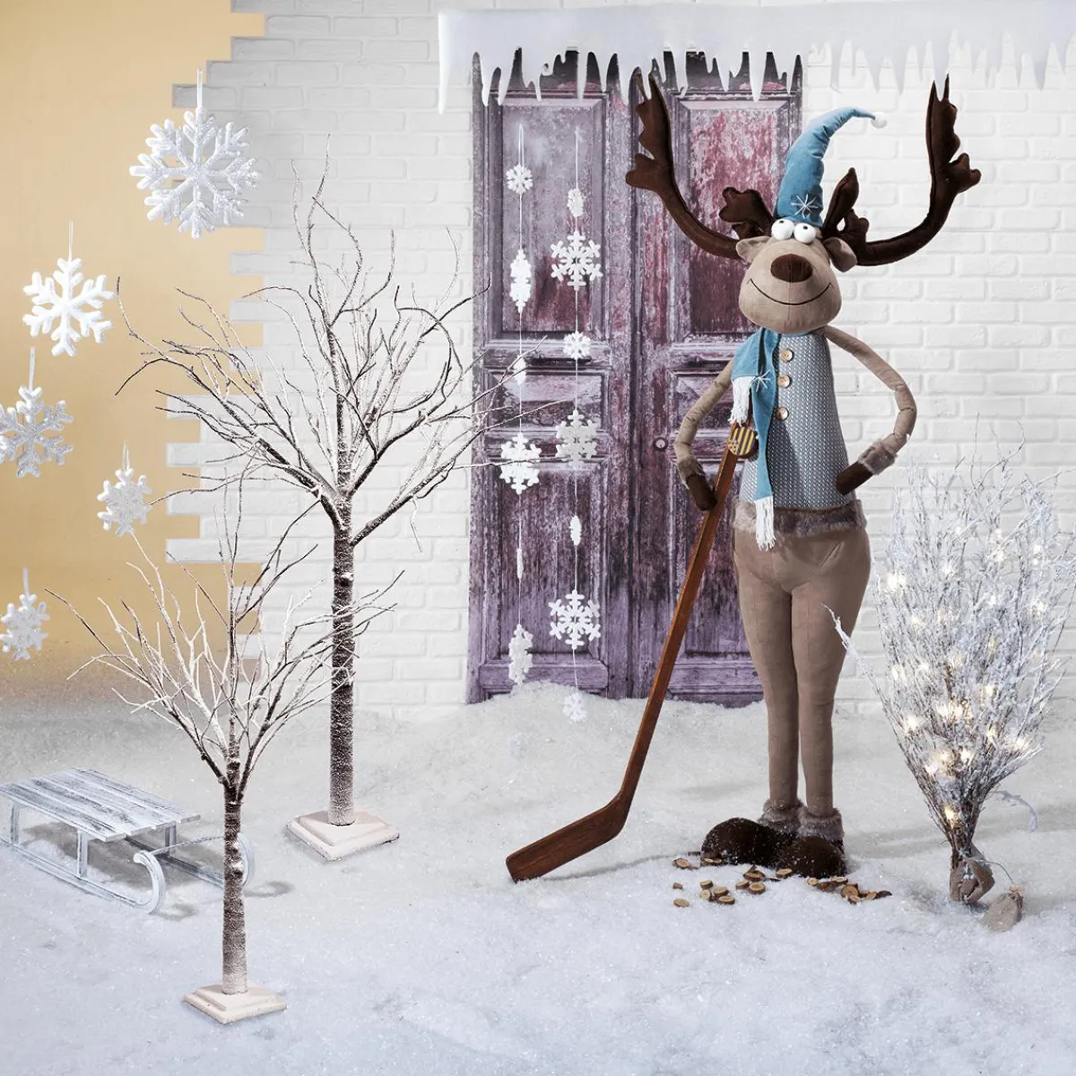 Decoración De Invierno|Árboles Artificiales>DecoWoerner Árbol Decorativo Nevado 210 Cm marrón