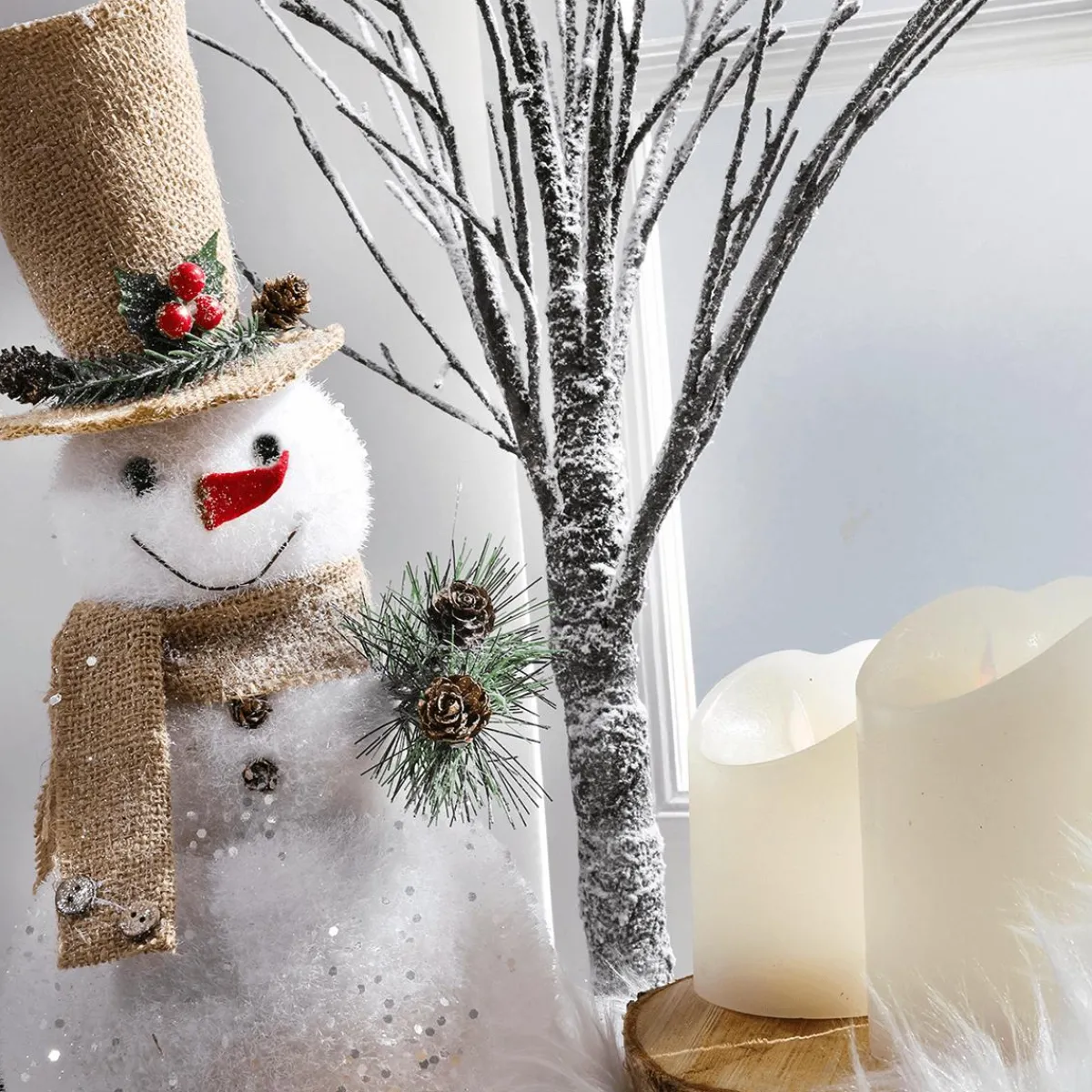 Decoración De Invierno|Árboles Artificiales>DecoWoerner Árbol Decorativo Nevado Altura 70 Cm marrón
