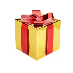 Figuras De Navidad>DecoWoerner Regalo De Navidad 20 Cm Dorado Con Lazo Rojo oro