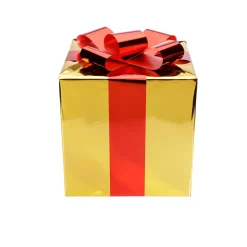 Figuras De Navidad>DecoWoerner Regalo De Navidad 40 Cm Dorado Con Lazo Rojo oro